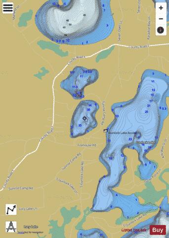 Placid Twin Lakes depth contour Map - i-Boating App