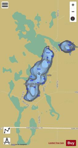 Popple Lake depth contour Map - i-Boating App