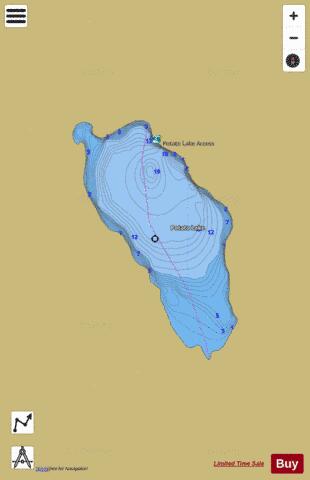 Potato Lake B depth contour Map - i-Boating App