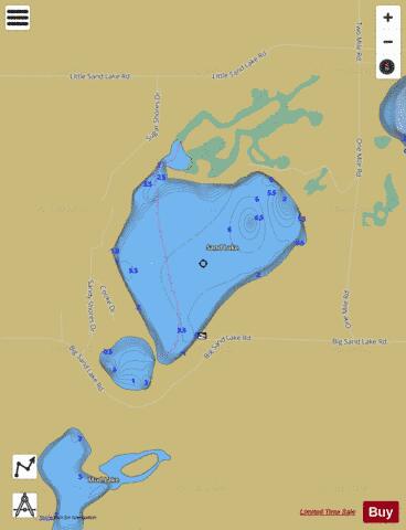 Sand Lake E depth contour Map - i-Boating App