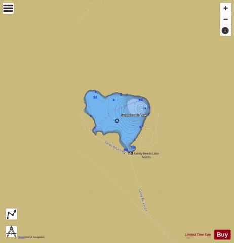Sandy Beach Lake depth contour Map - i-Boating App