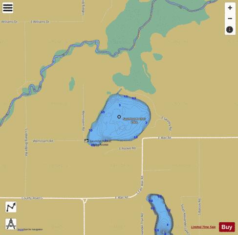 Sauntrys Pocket Lake depth contour Map - i-Boating App
