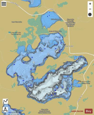 Star Lake + Little Star Lake depth contour Map - i-Boating App