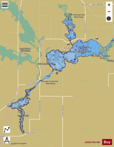 Tainter Lake depth contour Map - i-Boating App
