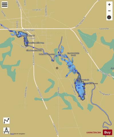Trow Lake (Merrillan Pond) depth contour Map - i-Boating App
