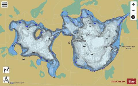 Two Sisters Lake depth contour Map - i-Boating App