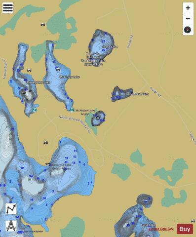 Lower Two Sisters Lake depth contour Map - i-Boating App