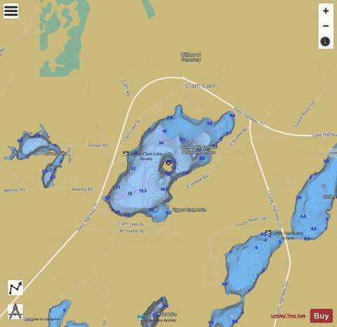 Upper Clam Lake depth contour Map - i-Boating App