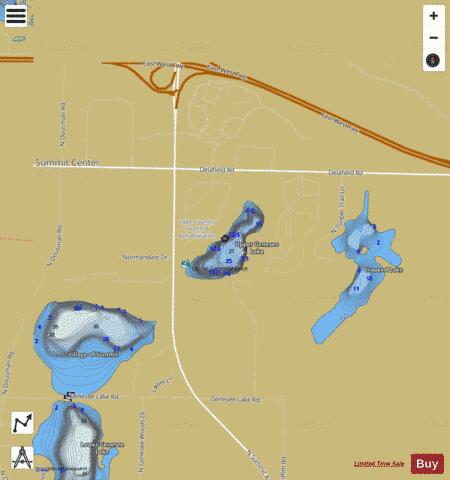 Upper Genesee Lake depth contour Map - i-Boating App