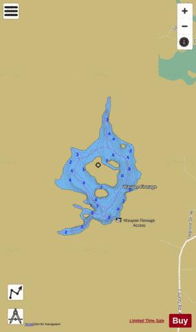 Waupee Flowage depth contour Map - i-Boating App