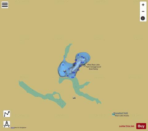 West Bass Lake depth contour Map - i-Boating App