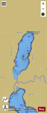 White Ash Lake depth contour Map - i-Boating App