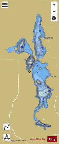 Cable Lake + Wiley Lake depth contour Map - i-Boating App