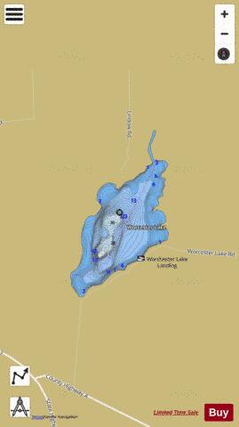 Worcester Lake depth contour Map - i-Boating App