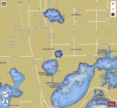 Lake Gem Mary depth contour Map - i-Boating App