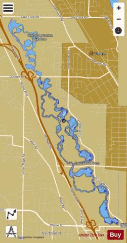 Skokie Lagoons depth contour Map - i-Boating App