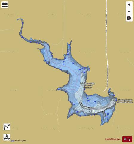 Soil Conservation Service Site 7 Reservoir depth contour Map - i-Boating App