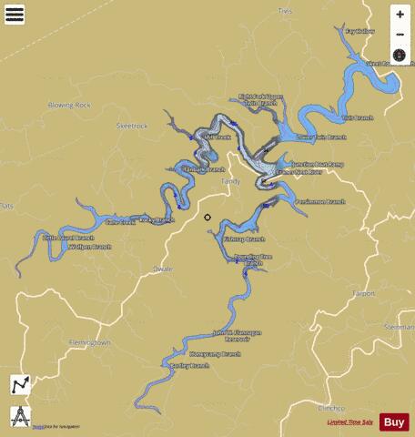 John W. Flannagan Reservoir depth contour Map - i-Boating App