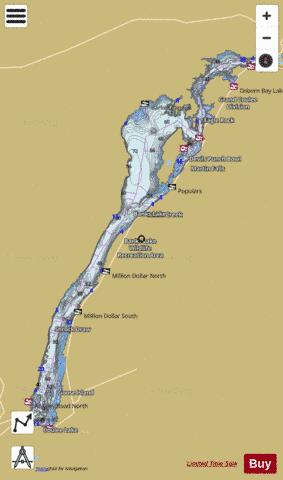 Banks Lake depth contour Map - i-Boating App
