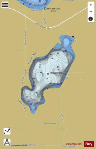 Dunham Lake depth contour Map - i-Boating App