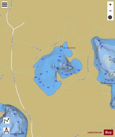 Lily Lake depth contour Map - i-Boating App