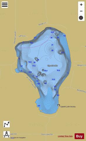 Lipsett Lake depth contour Map - i-Boating App