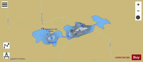 Pensaukee Lakes depth contour Map - i-Boating App