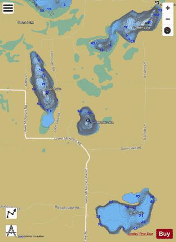 Tomahawk Lake depth contour Map - i-Boating App