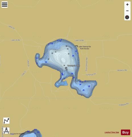 Twentysix Lake depth contour Map - i-Boating App