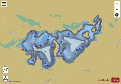 Archibald Lake depth contour Map - i-Boating App