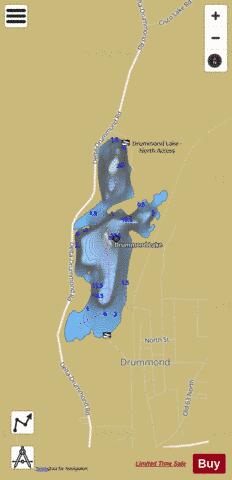 Drummond Lake depth contour Map - i-Boating App