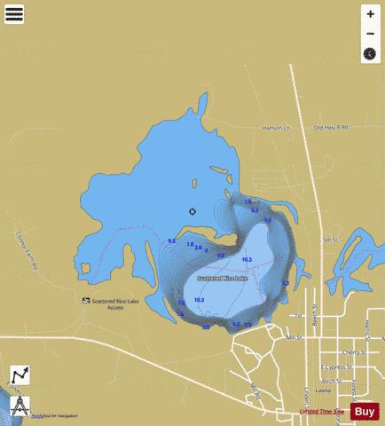 Scattered Rice Lake depth contour Map - i-Boating App