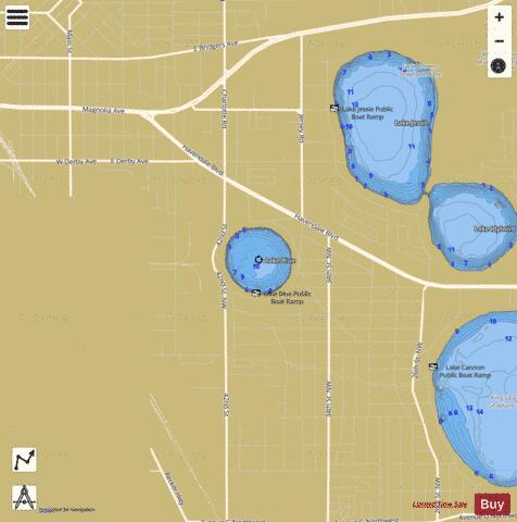 LAKE BLUE depth contour Map - i-Boating App