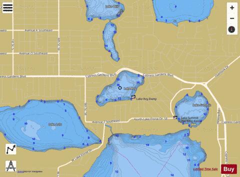 LAKE ROY depth contour Map - i-Boating App