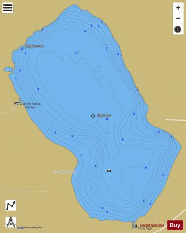 TIGER LAKE depth contour Map - i-Boating App