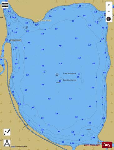 LAKE WOODRUFF depth contour Map - i-Boating App