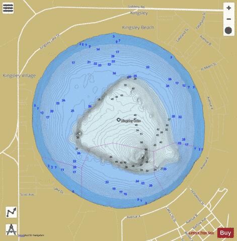 Kingsley depth contour Map - i-Boating App