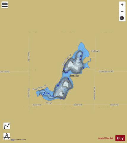 Gilead Lake depth contour Map - i-Boating App