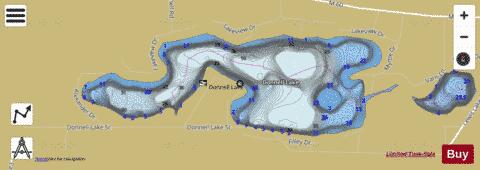 Donnell Lake depth contour Map - i-Boating App