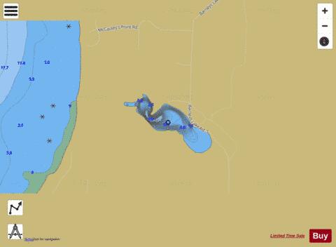 Barneys Lake depth contour Map - i-Boating App