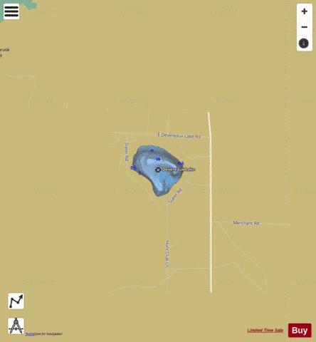 Devereaux Lake depth contour Map - i-Boating App