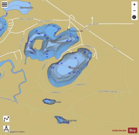Wegwaas Lake depth contour Map - i-Boating App