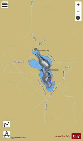 Windover Lake depth contour Map - i-Boating App