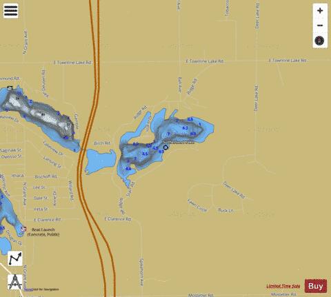 Sutherland Lake depth contour Map - i-Boating App