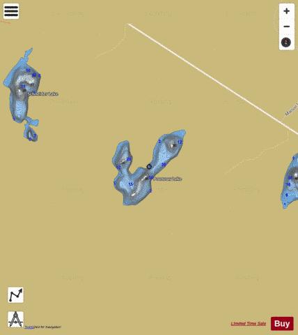 Powwow Lake depth contour Map - i-Boating App