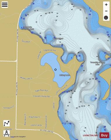 Mickey Lake depth contour Map - i-Boating App