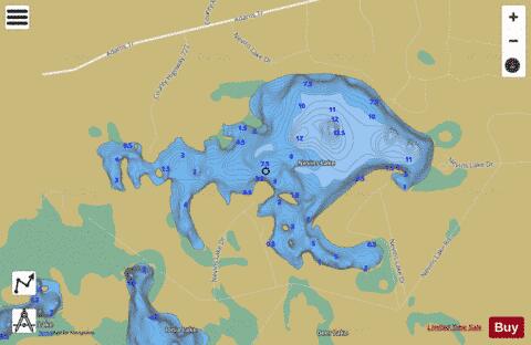 Nevins Lake depth contour Map - i-Boating App