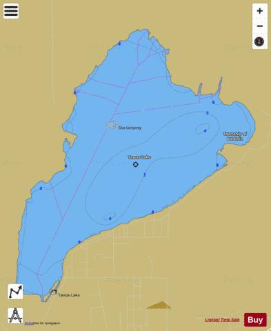 Tawas Lake depth contour Map - i-Boating App