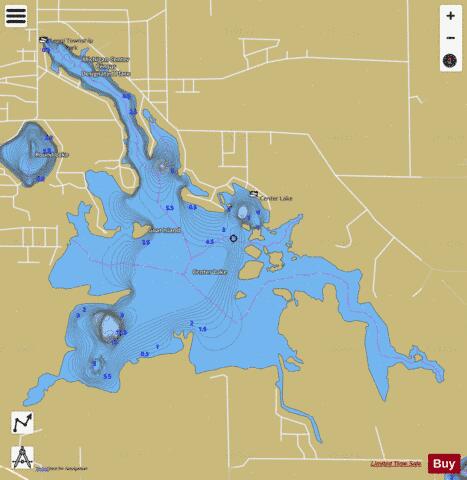 Center Lake depth contour Map - i-Boating App