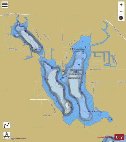 Vineyard Lake depth contour Map - i-Boating App